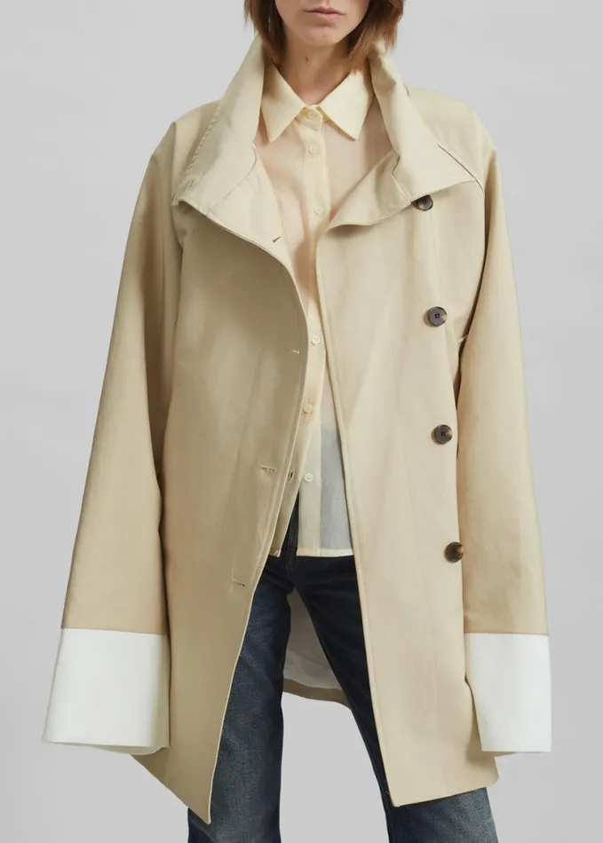 Clothing Women The Frankie Shop Alberta Short Trench 8211 Beige