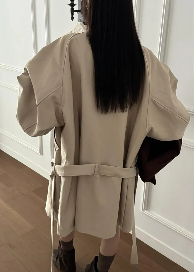 Clothing Women The Frankie Shop Alberta Short Trench 8211 Beige