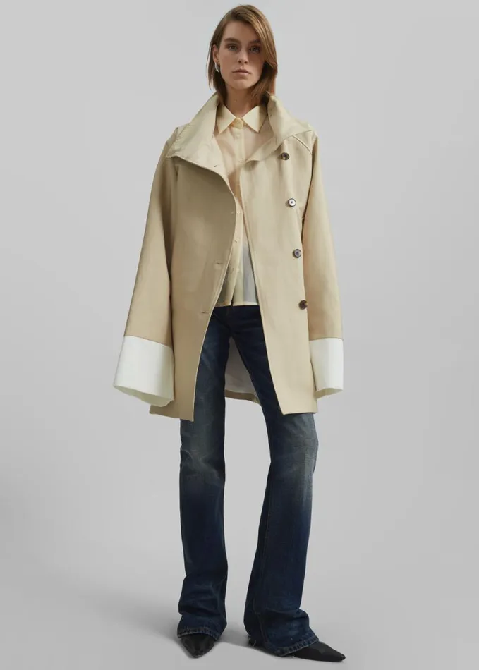 Clothing Women The Frankie Shop Alberta Short Trench 8211 Beige