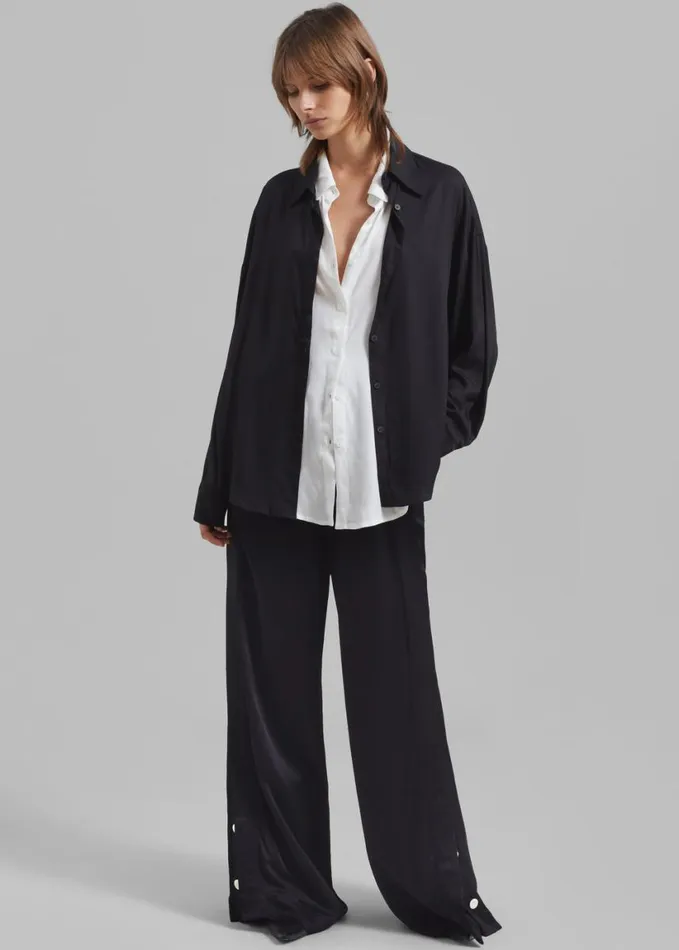 Clothing Women The Frankie Shop Ann Double Layer Shirt 8211 BlackWhite
