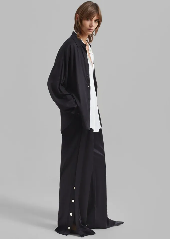 Clothing Women The Frankie Shop Ann Double Layer Shirt 8211 BlackWhite