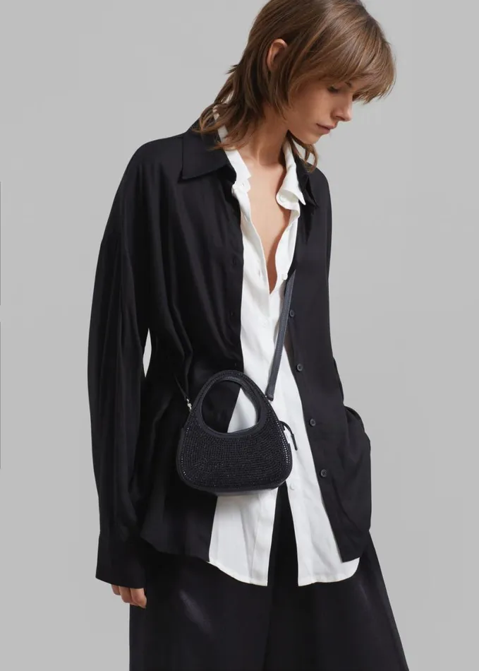 Clothing Women The Frankie Shop Ann Double Layer Shirt 8211 BlackWhite