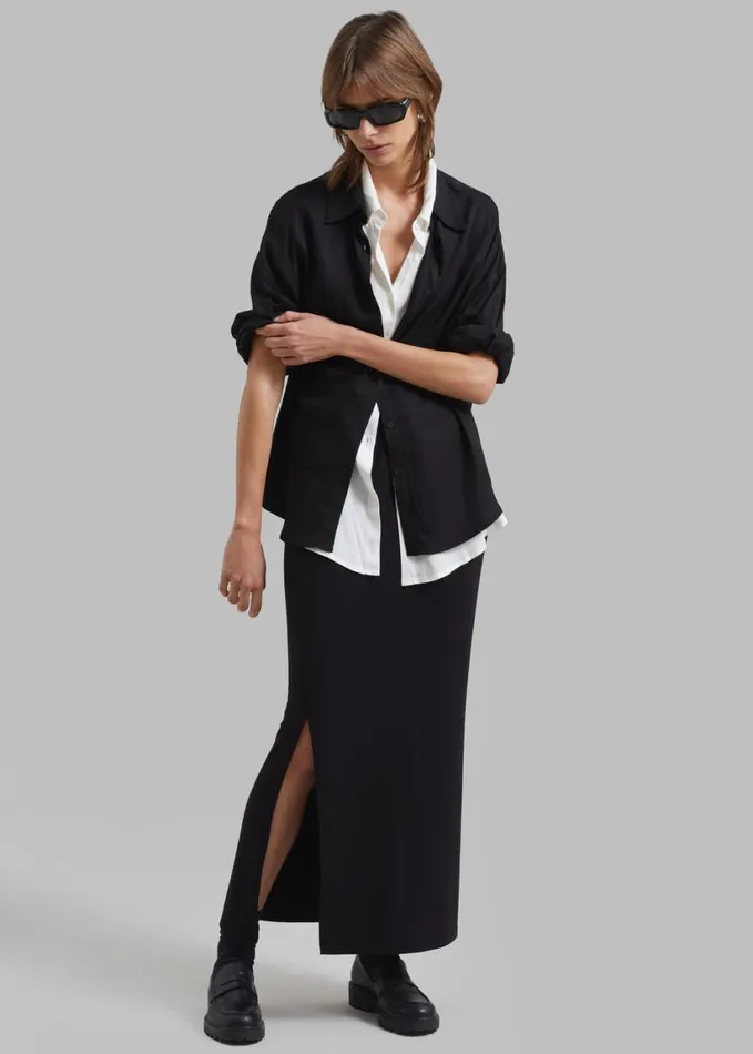 Clothing Women The Frankie Shop Ann Double Layer Shirt 8211 BlackWhite