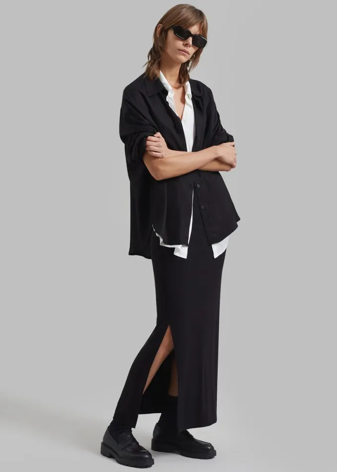Clothing Women The Frankie Shop Ann Double Layer Shirt 8211 BlackWhite