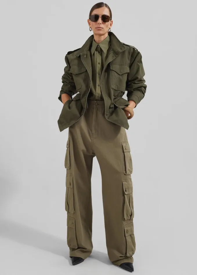 Clothing Women The Frankie Shop Arlon Cargo Pants 8211 Khaki