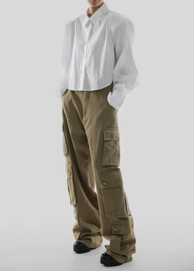Clothing Women The Frankie Shop Arlon Cargo Pants 8211 Khaki