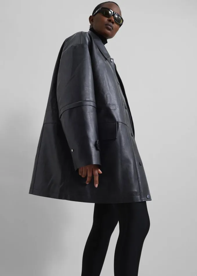 Clothing Women The Frankie Shop Augusta Faux Leather Coat 8211 Black
