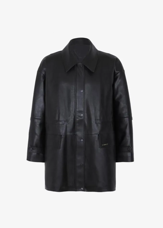 Clothing Women The Frankie Shop Augusta Faux Leather Coat 8211 Black