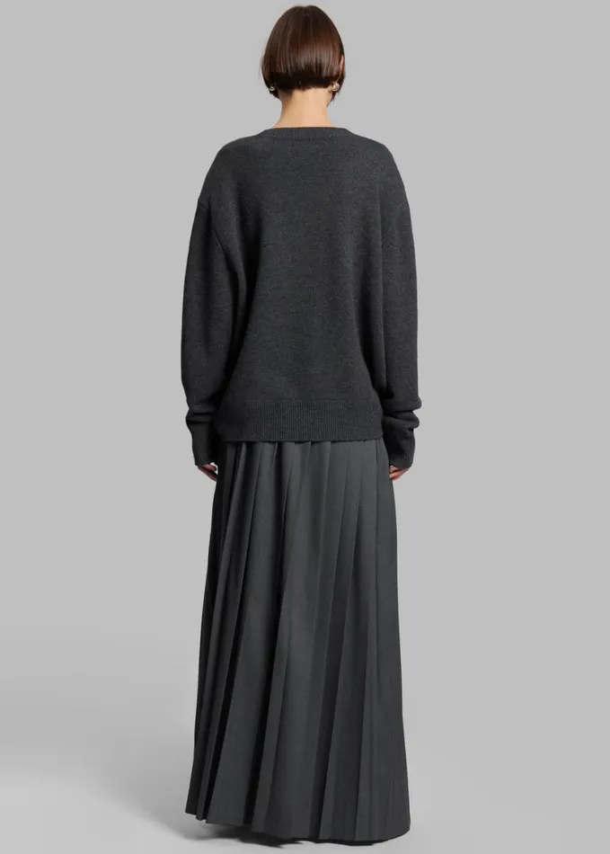Clothing Women The Frankie Shop Bailey Long Pleated Skirt 8211 Dark Grey Melange