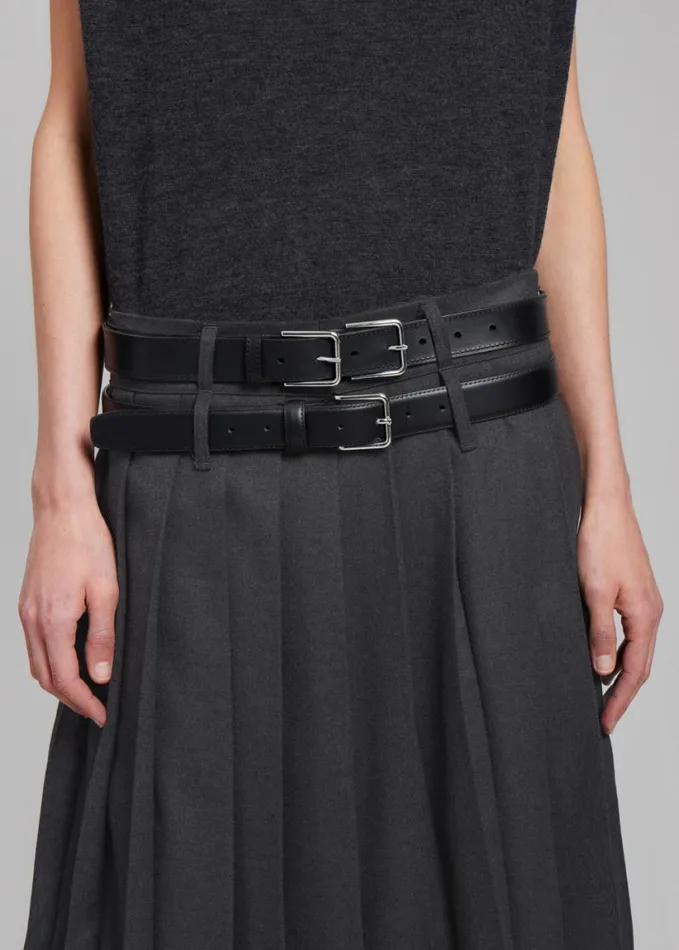 Clothing Women The Frankie Shop Bailey Long Pleated Skirt 8211 Dark Grey Melange