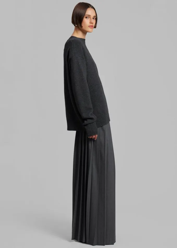 Clothing Women The Frankie Shop Bailey Long Pleated Skirt 8211 Dark Grey Melange