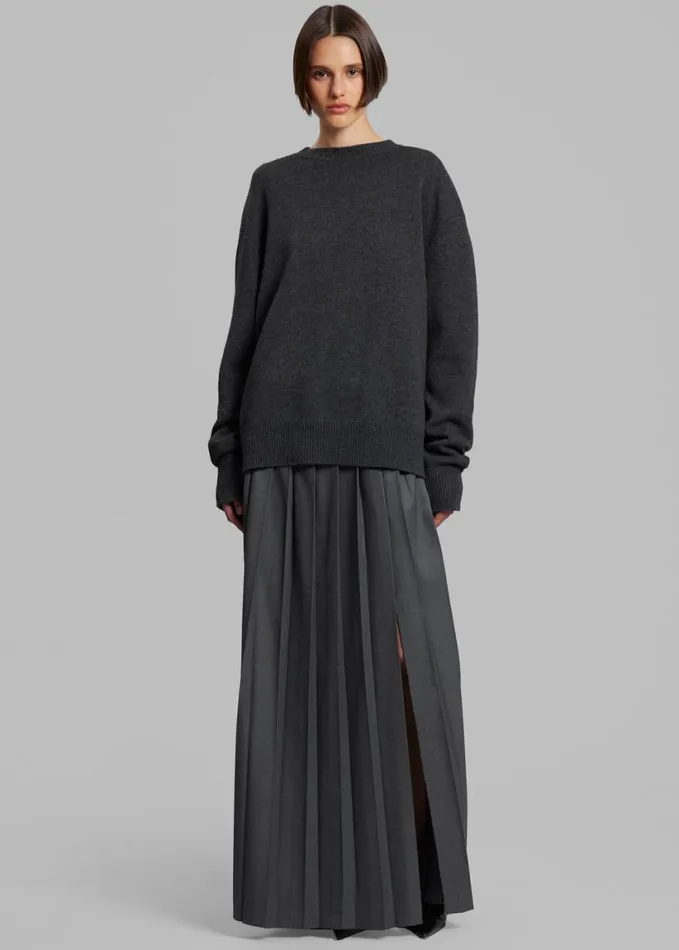 Clothing Women The Frankie Shop Bailey Long Pleated Skirt 8211 Dark Grey Melange