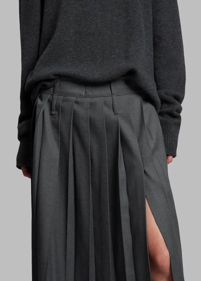 Clothing Women The Frankie Shop Bailey Long Pleated Skirt 8211 Dark Grey Melange