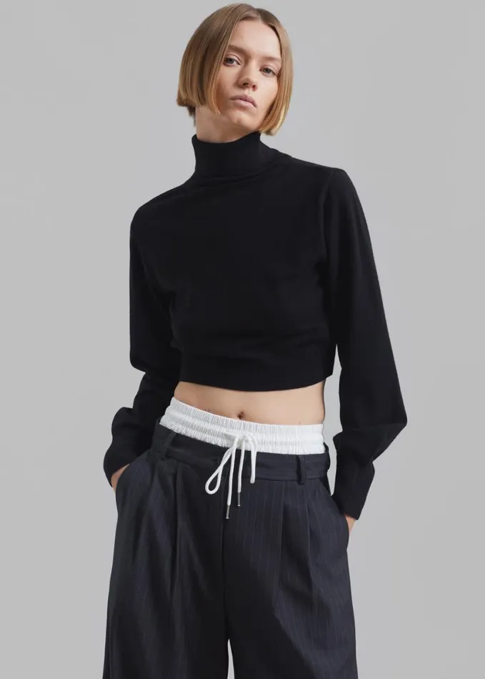 Clothing Women The Frankie Shop Bella Cropped Turtleneck 8211 Black
