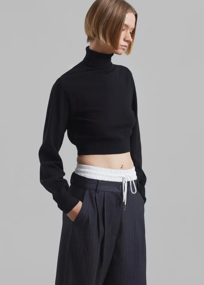 Clothing Women The Frankie Shop Bella Cropped Turtleneck 8211 Black