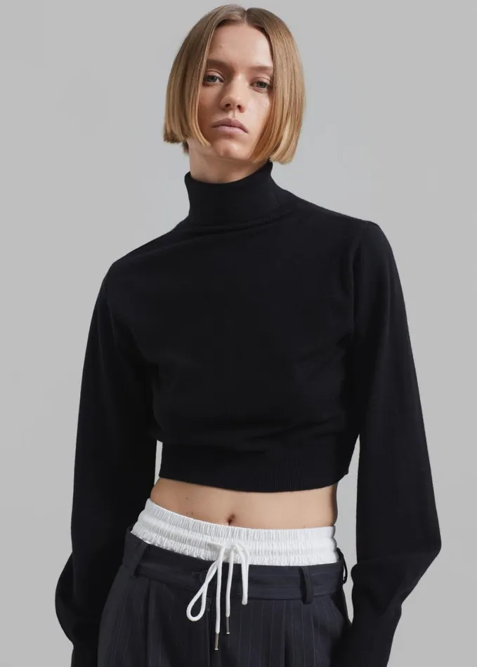 Clothing Women The Frankie Shop Bella Cropped Turtleneck 8211 Black