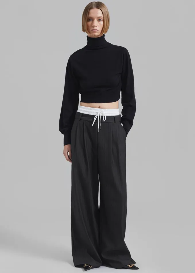 Clothing Women The Frankie Shop Bella Cropped Turtleneck 8211 Black