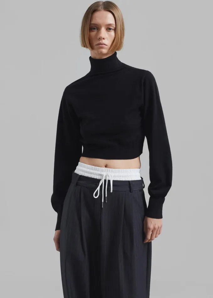Clothing Women The Frankie Shop Bella Cropped Turtleneck 8211 Black