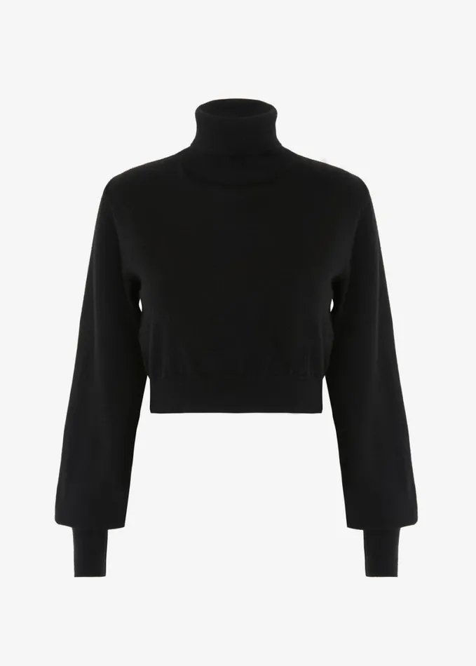 Clothing Women The Frankie Shop Bella Cropped Turtleneck 8211 Black