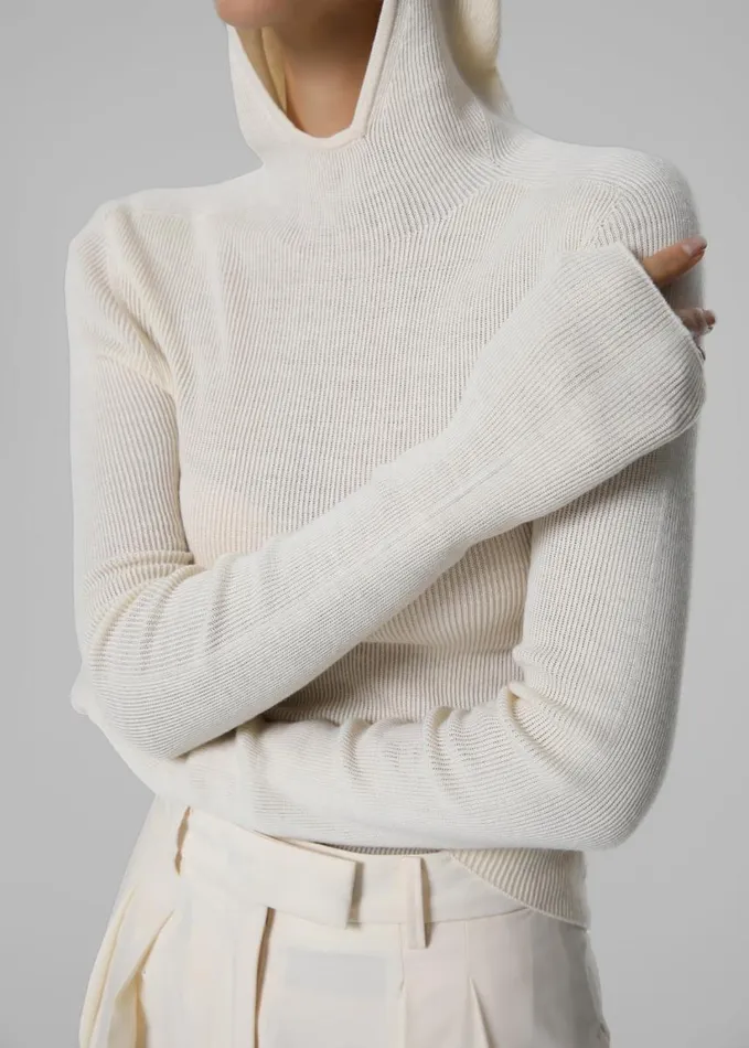 Clothing Women The Frankie Shop Brandi Knit Hoodie Top 8211 White