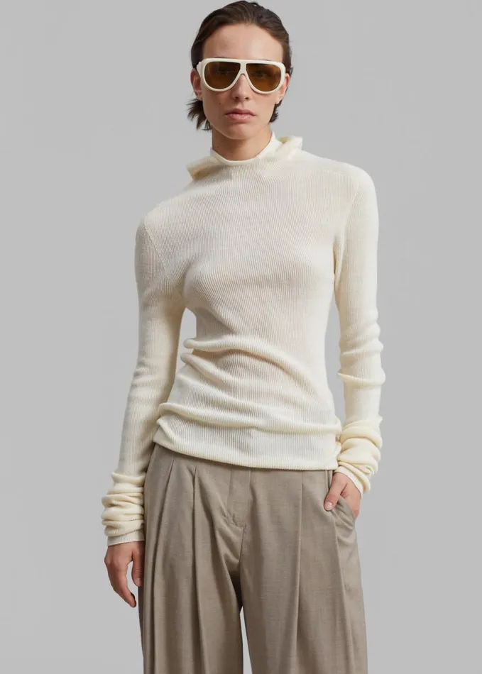 Clothing Women The Frankie Shop Brandi Knit Hoodie Top 8211 White
