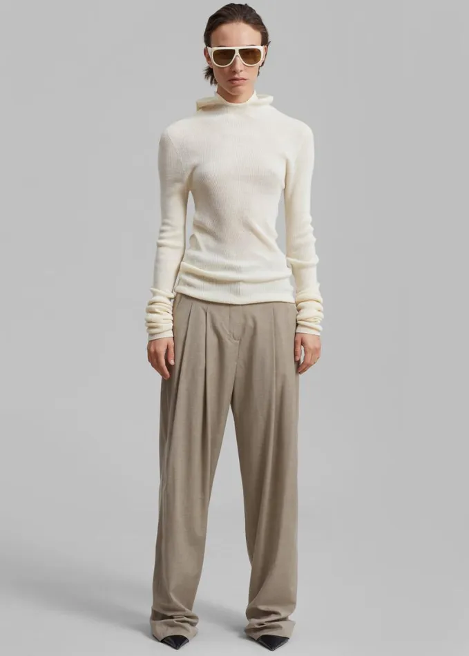 Clothing Women The Frankie Shop Brandi Knit Hoodie Top 8211 White