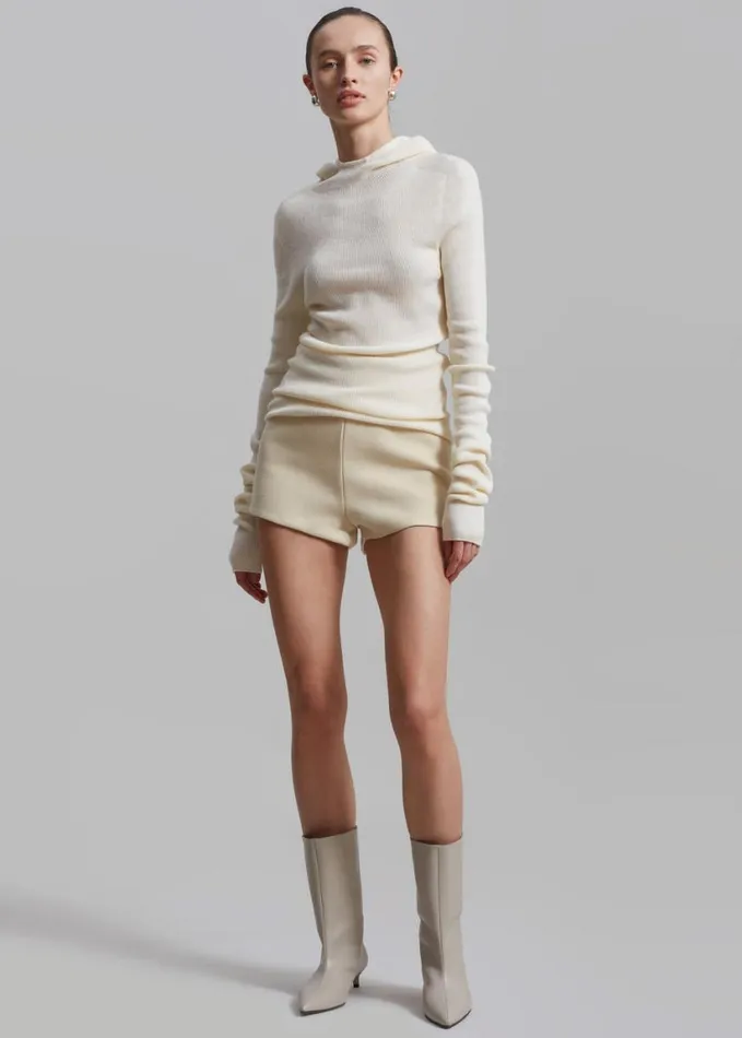 Clothing Women The Frankie Shop Brandi Knit Hoodie Top 8211 White