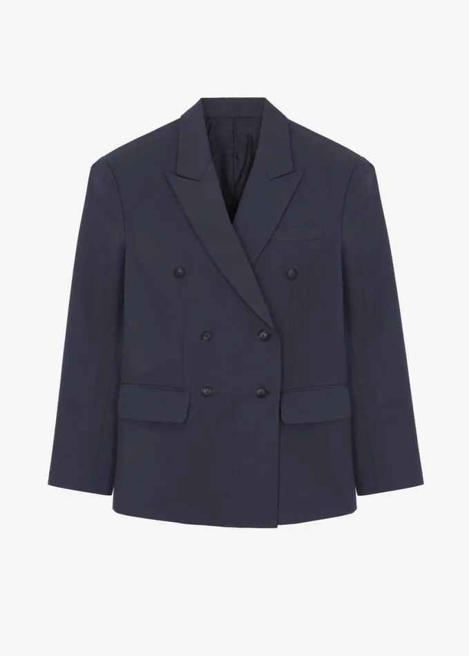 Clothing Women The Frankie Shop Carmen Double Breasted Blazer 8211 Charcoal
