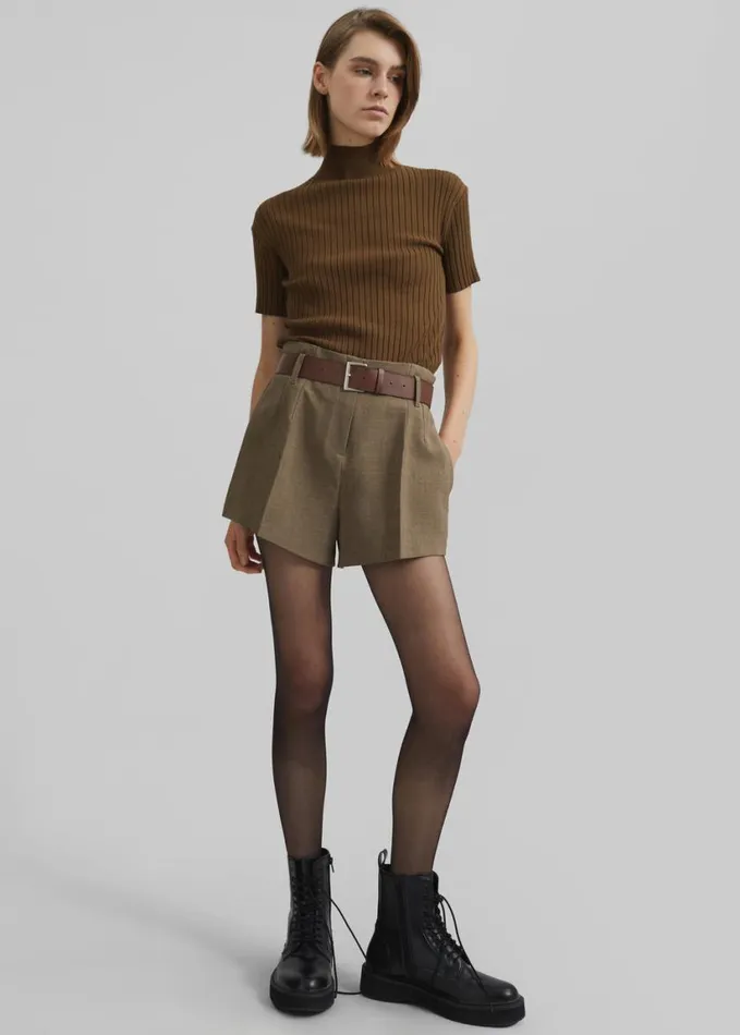 Clothing Women The Frankie Shop Chappell Belted Shorts 8211 Brown