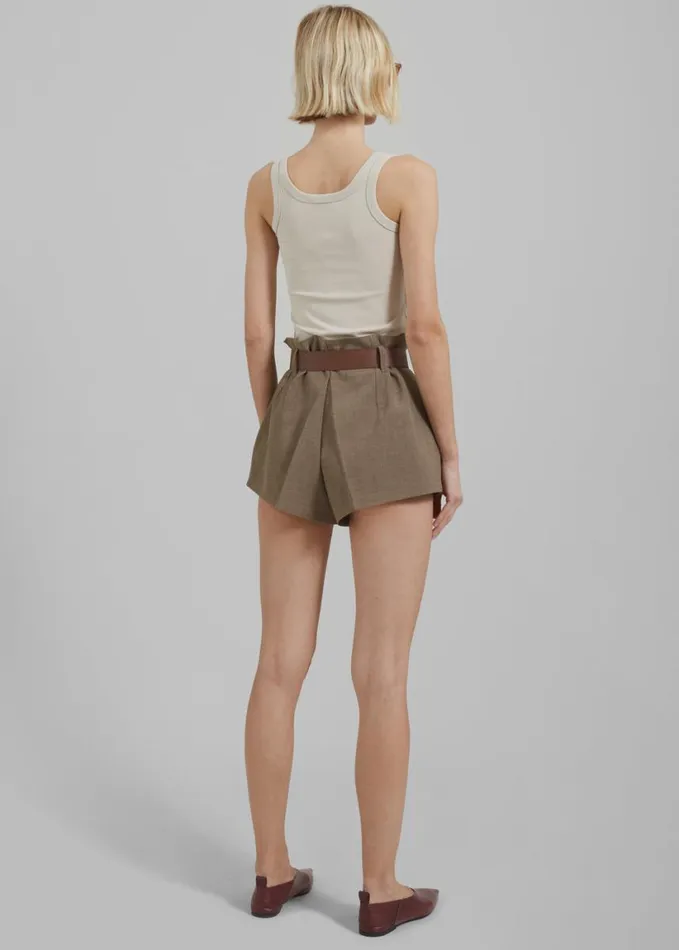Clothing Women The Frankie Shop Chappell Belted Shorts 8211 Brown