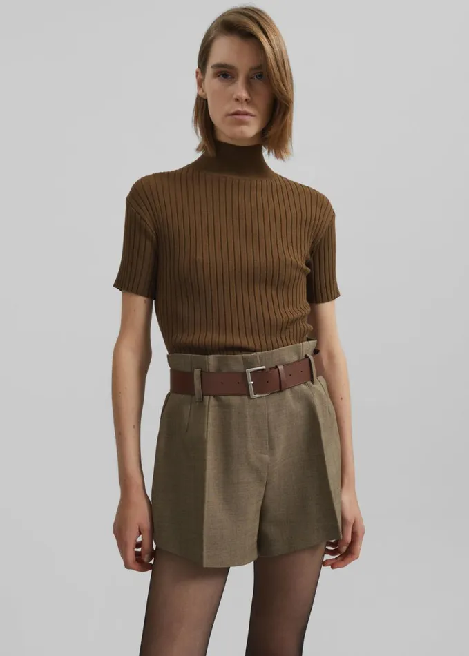 Clothing Women The Frankie Shop Chappell Belted Shorts 8211 Brown