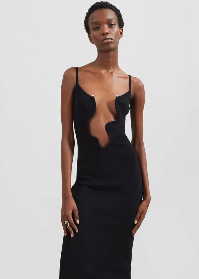Clothing Women The Frankie Shop Christopher Esber Salacia Wire Column Dress 8211 Black