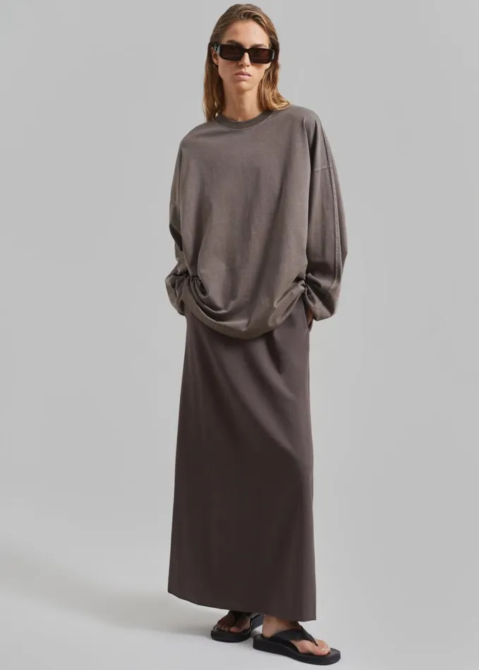 Clothing Women The Frankie Shop Collins Long Sleeve Tee 8211 Brown