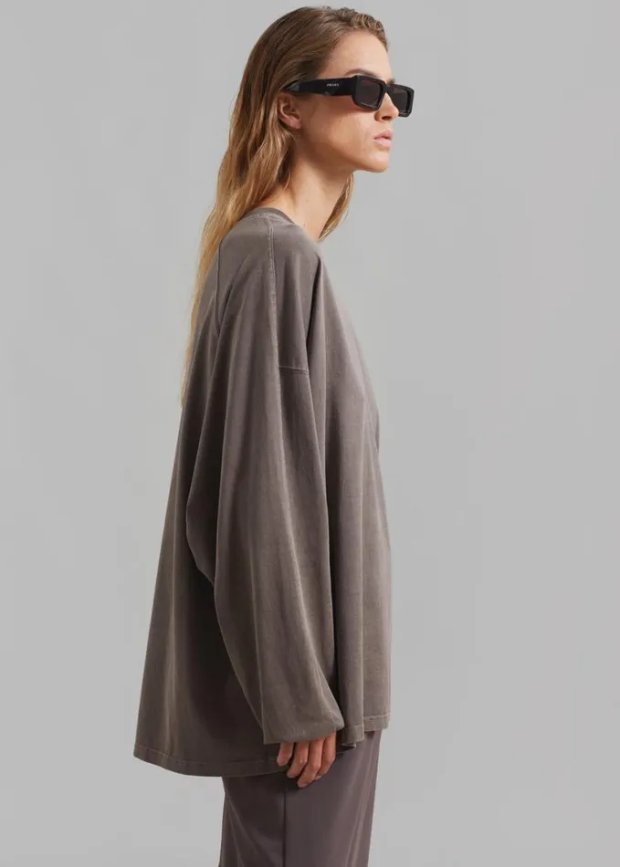 Clothing Women The Frankie Shop Collins Long Sleeve Tee 8211 Brown