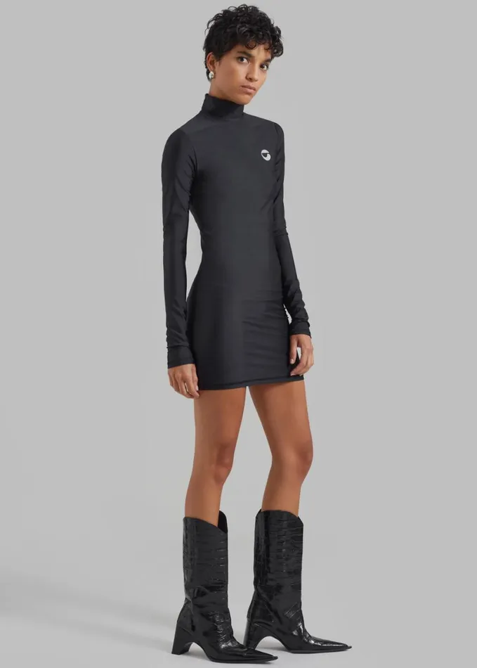 Clothing Women The Frankie Shop Coperni High Neck Fitted Mini Dress 8211 Black