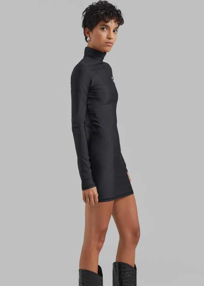 Clothing Women The Frankie Shop Coperni High Neck Fitted Mini Dress 8211 Black