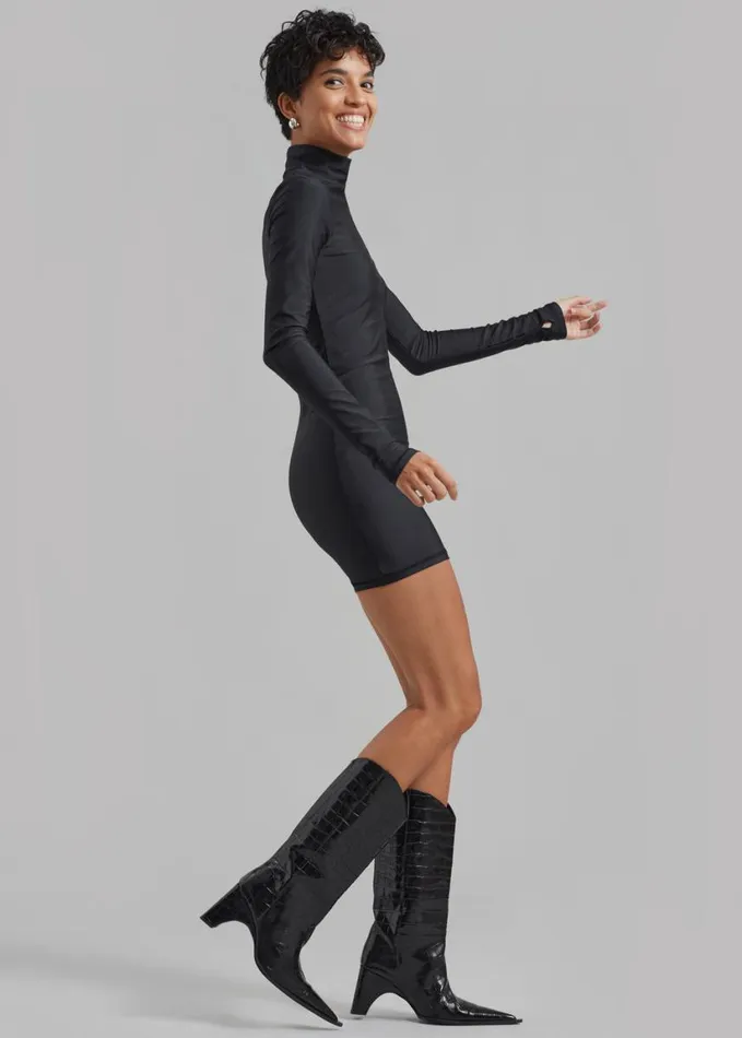 Clothing Women The Frankie Shop Coperni High Neck Fitted Mini Dress 8211 Black