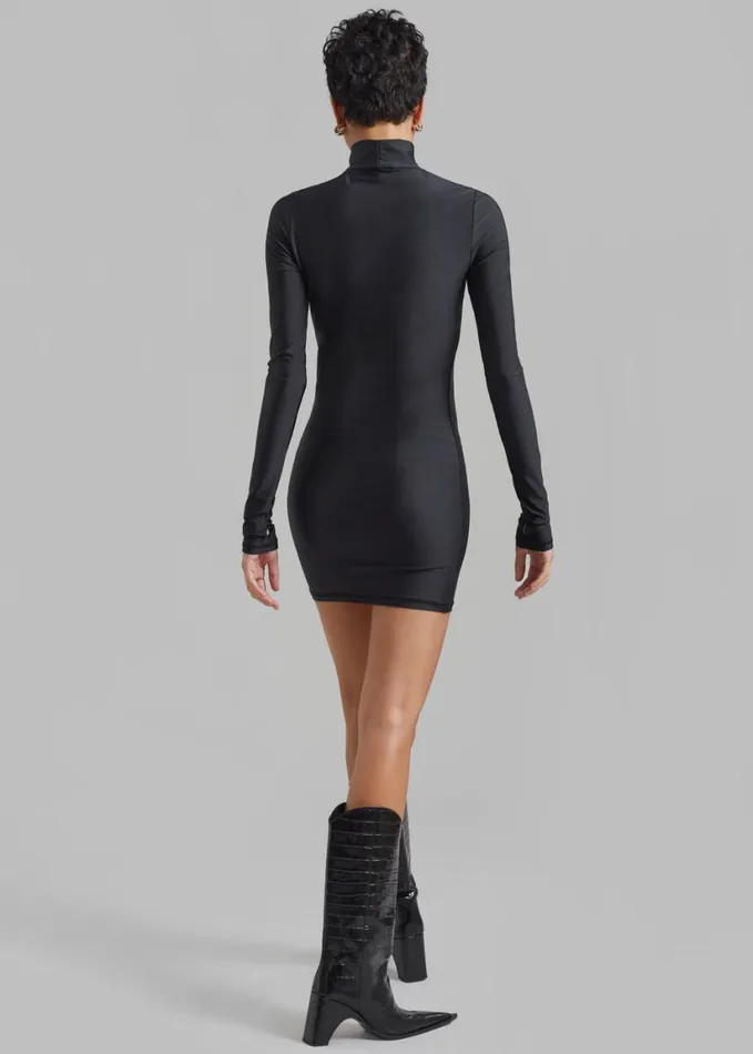 Clothing Women The Frankie Shop Coperni High Neck Fitted Mini Dress 8211 Black