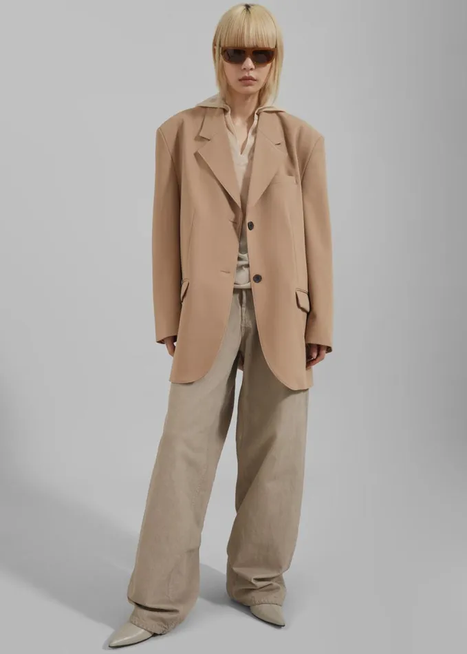 Clothing Women The Frankie Shop Cordelia Boxy Blazer 8211 Camel