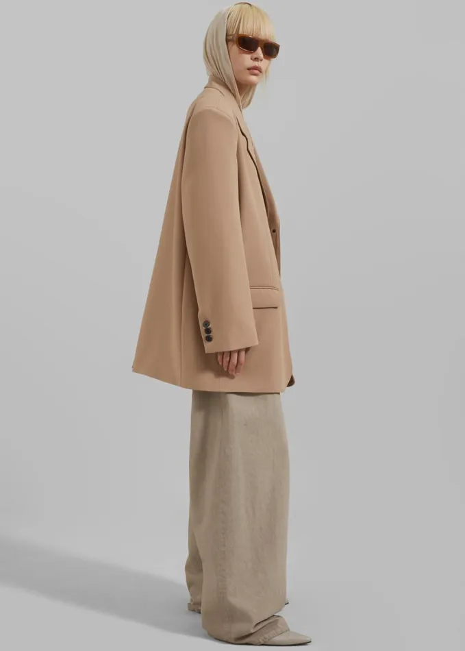Clothing Women The Frankie Shop Cordelia Boxy Blazer 8211 Camel