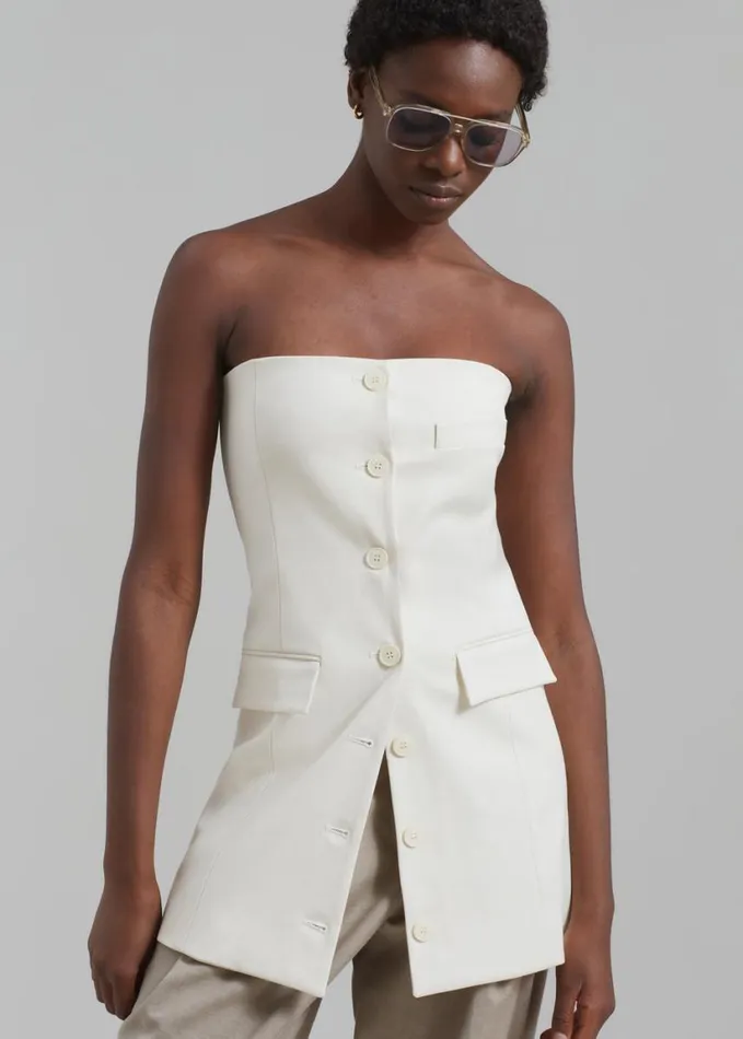 Clothing Women The Frankie Shop Cyniah Strapless Vest 8211 Cream
