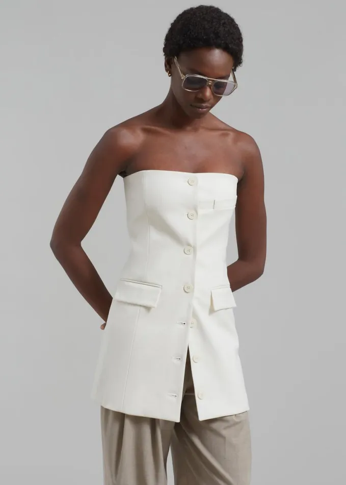 Clothing Women The Frankie Shop Cyniah Strapless Vest 8211 Cream
