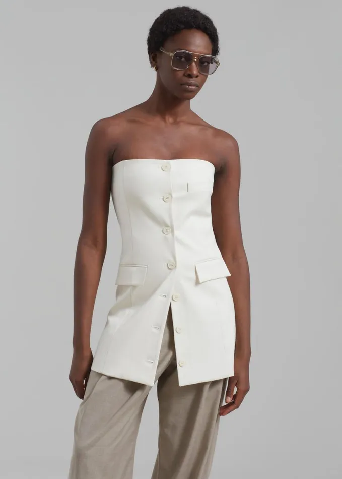 Clothing Women The Frankie Shop Cyniah Strapless Vest 8211 Cream
