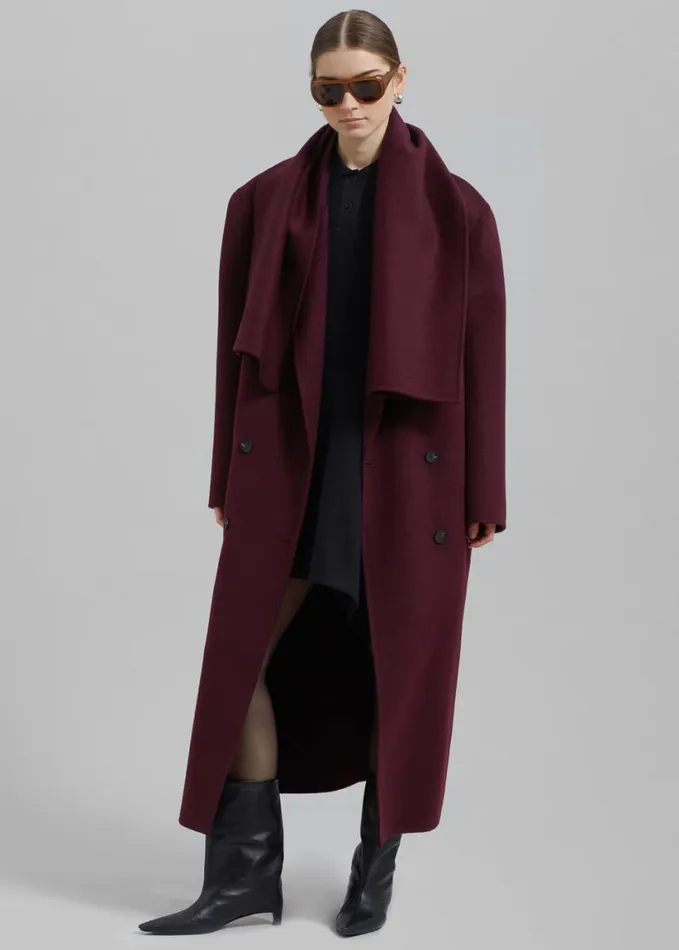 Clothing Women The Frankie Shop Daria Wool Coat 8211 Burgundy