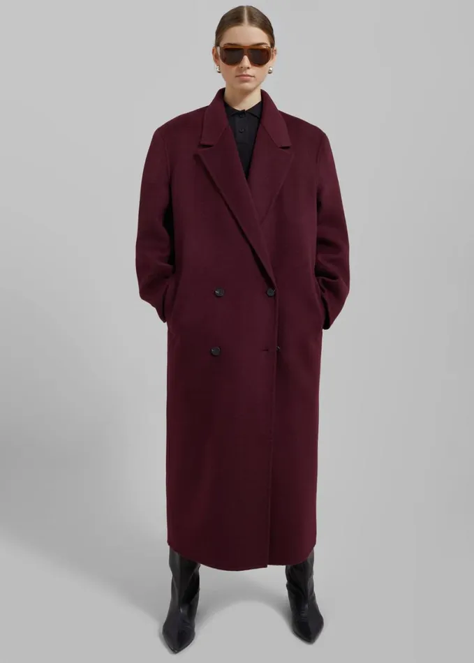 Clothing Women The Frankie Shop Daria Wool Coat 8211 Burgundy