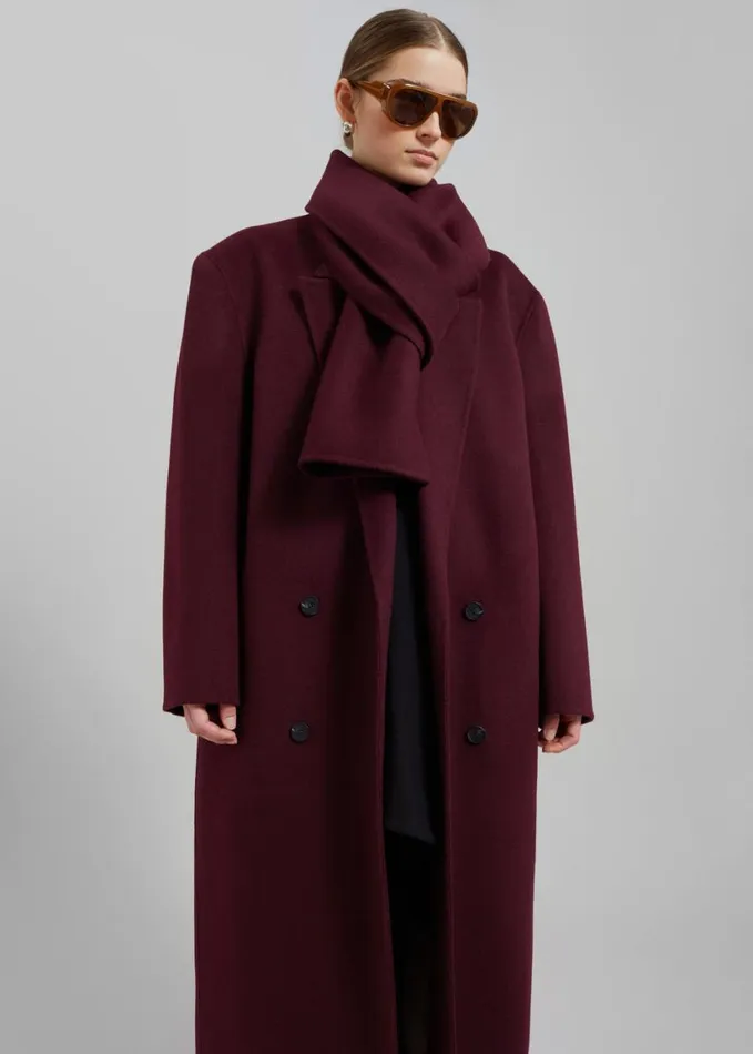 Clothing Women The Frankie Shop Daria Wool Coat 8211 Burgundy