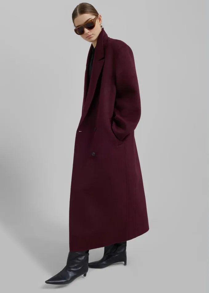 Clothing Women The Frankie Shop Daria Wool Coat 8211 Burgundy