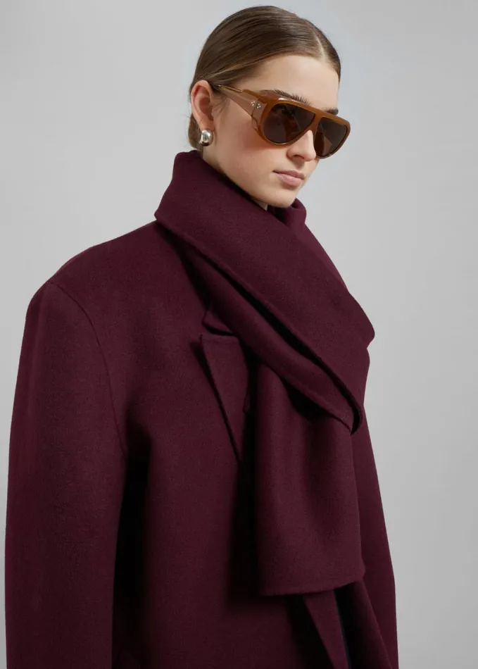 Clothing Women The Frankie Shop Daria Wool Coat 8211 Burgundy