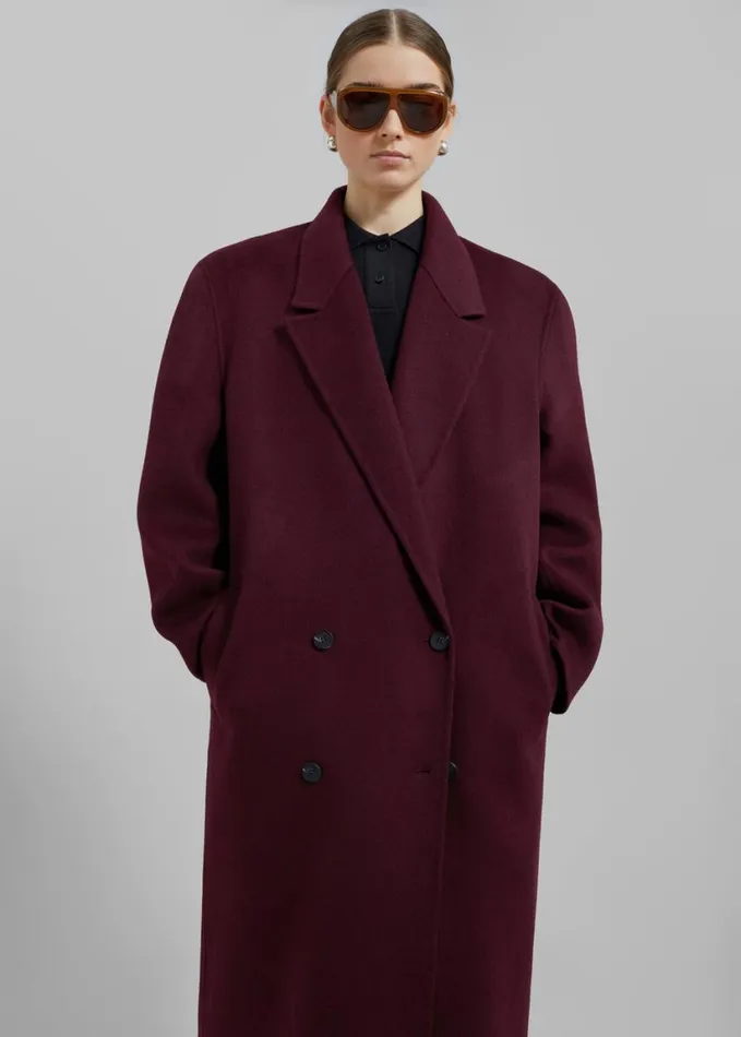 Clothing Women The Frankie Shop Daria Wool Coat 8211 Burgundy