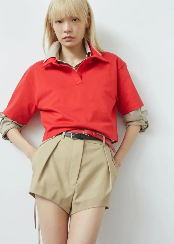 Clothing Women The Frankie Shop Dawson Cropped Polo 8211 Red